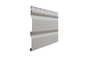 Close-up of white siding material for home exterior construction projects.