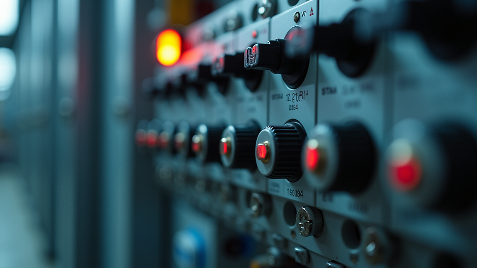 Close-up view of electrical panel with voltage stabilizer connections