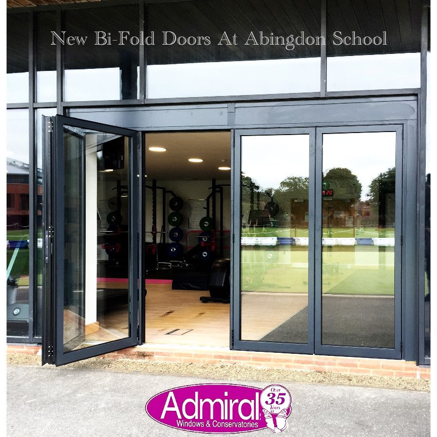 New Aluminium Bi-Folding Doors as Entrance Doors at Gym, Abingdon School, Oxfordshire