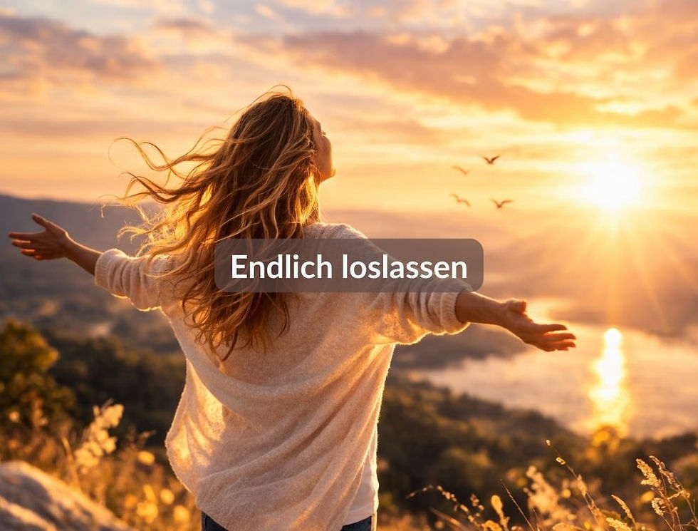 Ruhige Person im Morgenlicht als Symbol für Vergangenheit loslassen und innere neue Energie.