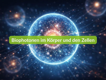 Biophotonen im Körper Nahaufnahme einer leuchtenden Zelle