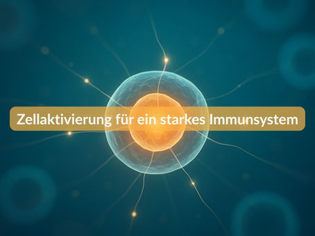 Leuchtende Zelle als Symbol für Zellaktivierung zur Unterstützung eines schwachen Immunsystems