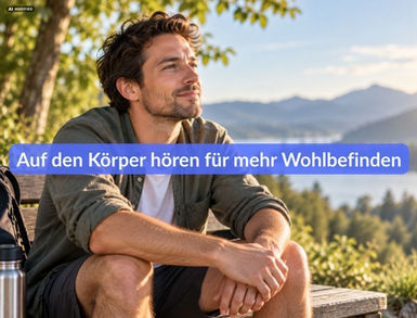 Auf den Körper hören – Mann nimmt seine körperlichen Empfindungen bewusst wahr