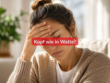 Kopf fühlt sich schwer an – Person mit nachdenklichem Blick als Symbol für Brain Fog, mentale Erschöpfung und innere Überforderung.