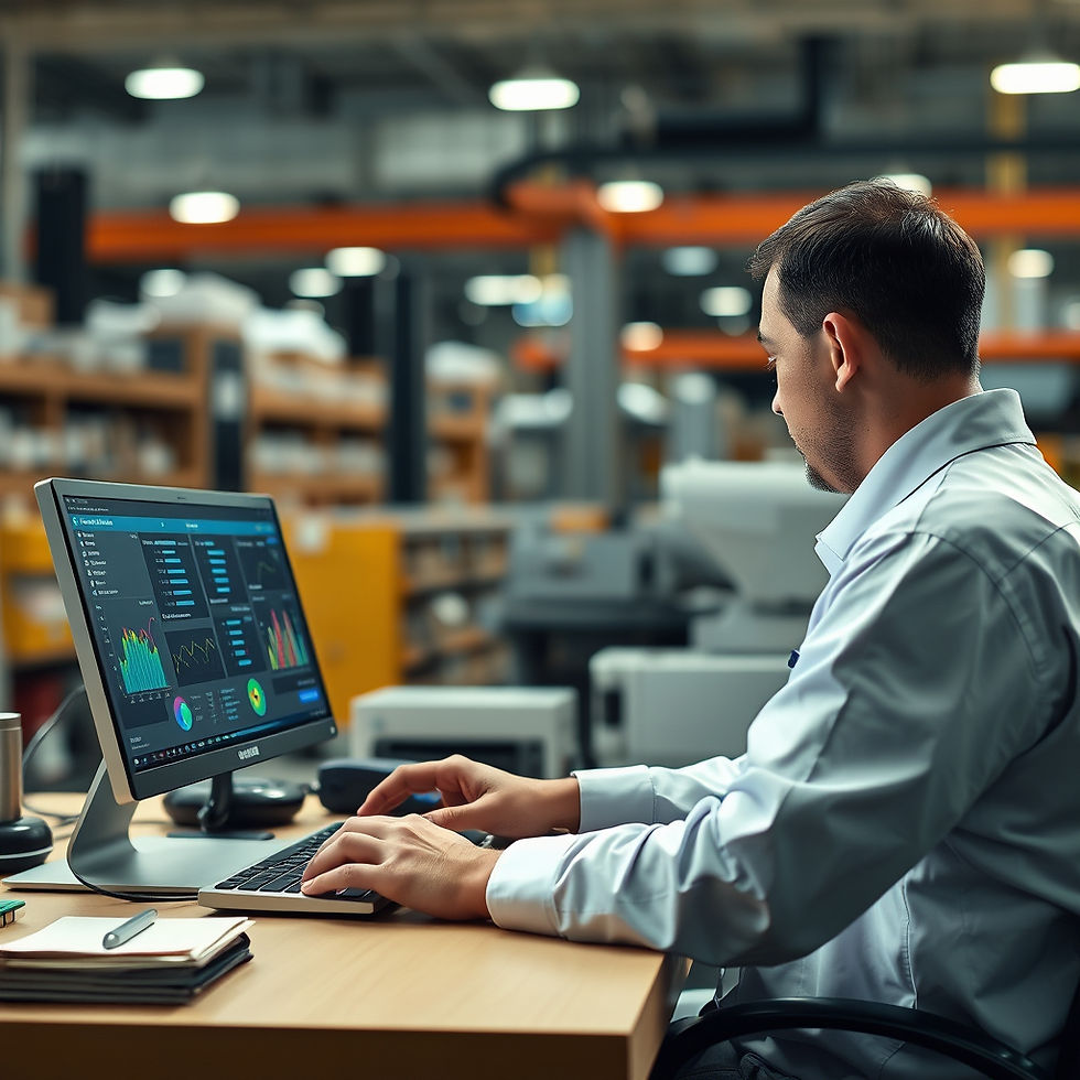 A man in front of his laptop working on cash flow reports