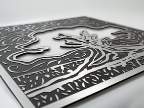 detail view of cast aluminum plaque