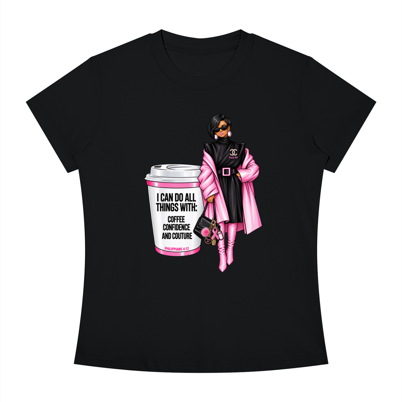 Coffee, Confidence and Couture - Breast Cancer Awareness Tee