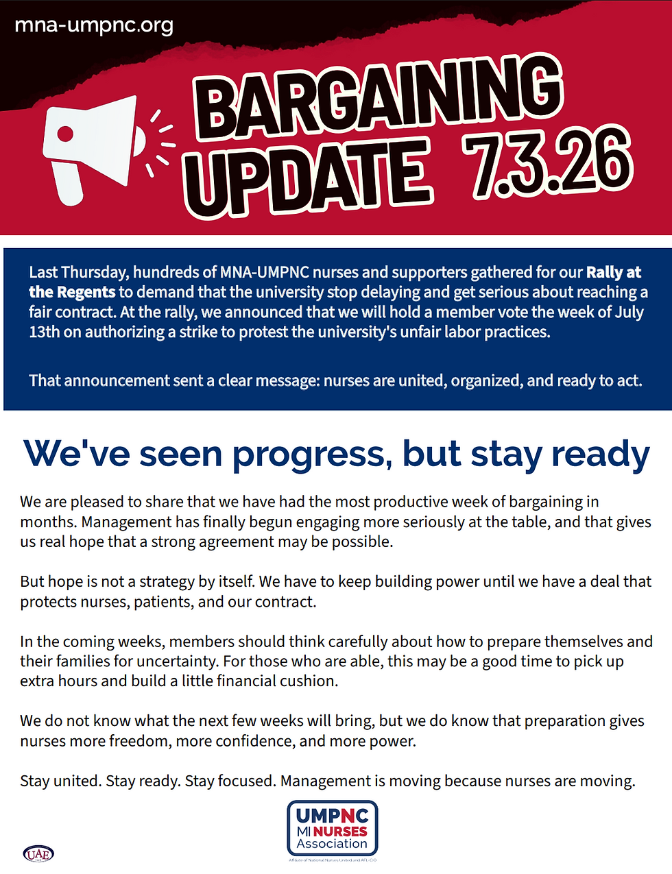 Bargaining Update 7.3.26
