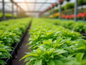 plants growing in a greenhouse