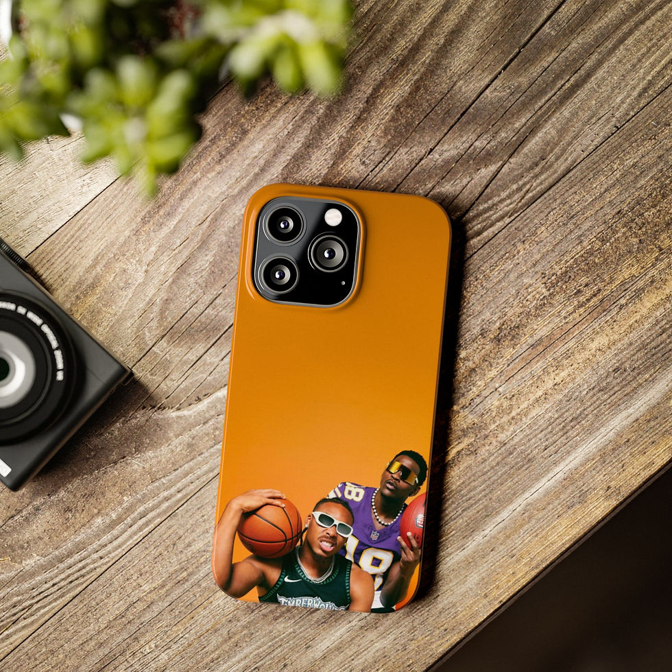 Thumbnail: Slim Phone Case — Retro Hip-Hop Basketball Duo on Orange