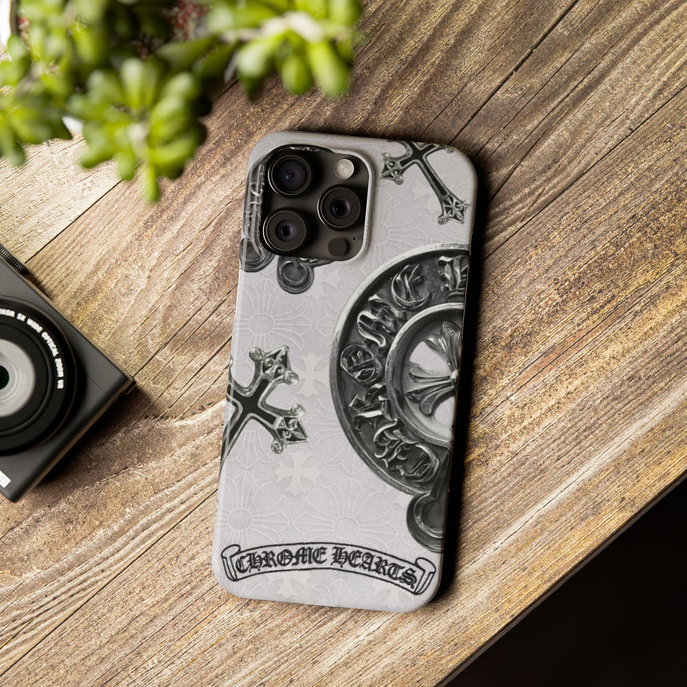 Thumbnail: Chrome Hearts Gothic Cross Slim Phone Case — Silver Emblem iPhone Cover