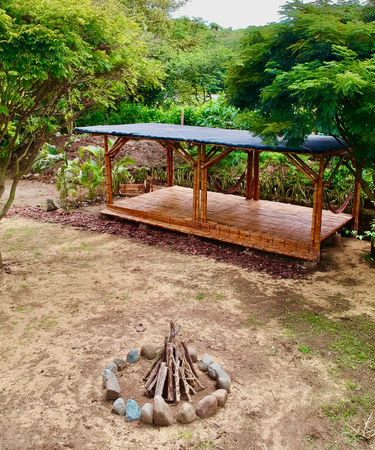 campsite with bonfire