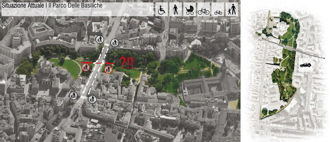 Aerial view of Abbazia park, showing location and accessibility features.