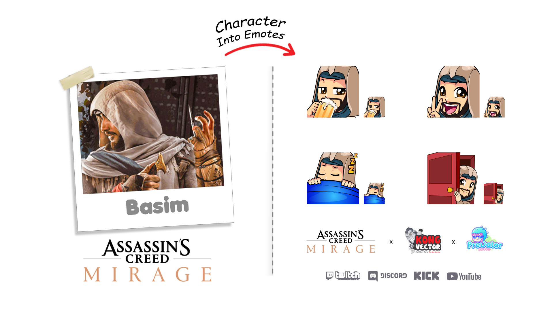 Basim Assassins Creed Mirage Vector Style Free Emotes Pack - Set 2