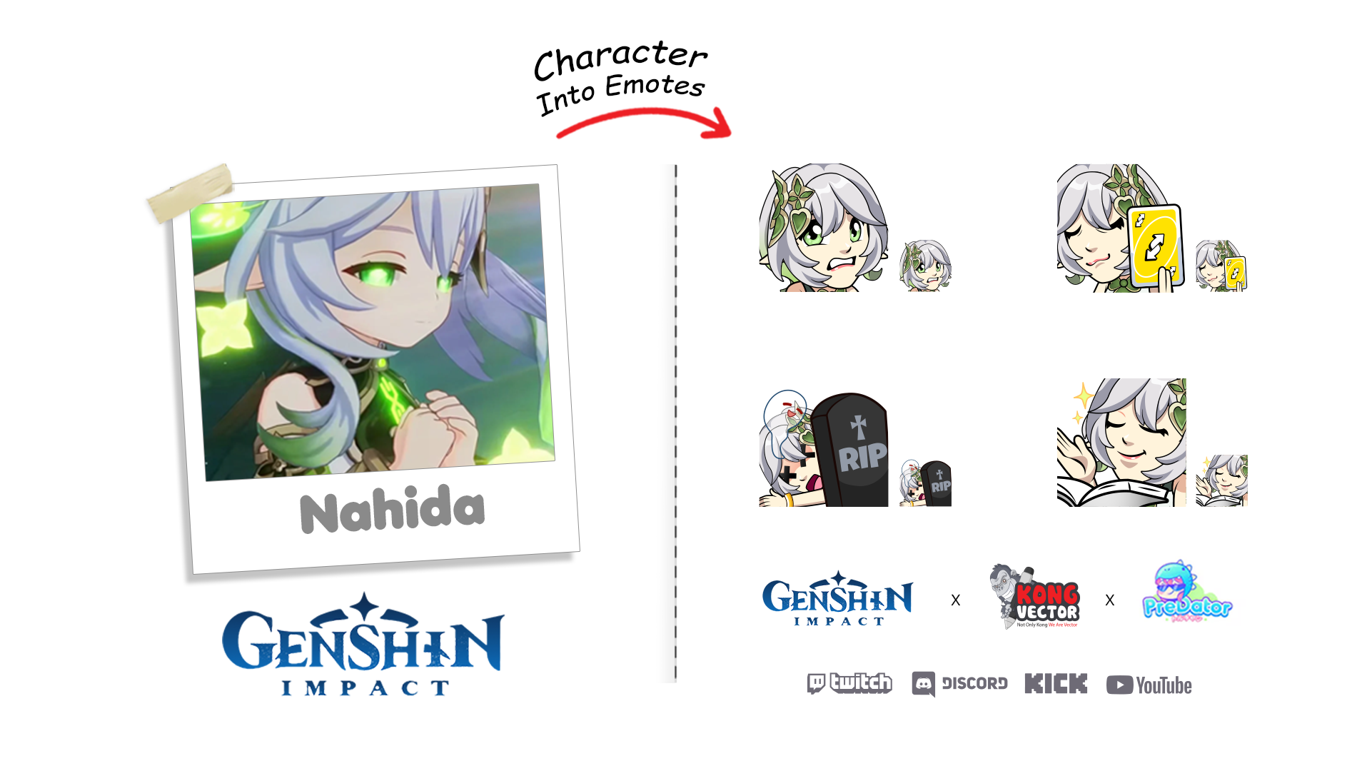 Nahida Genshin Impact Vector Style Free Emotes Pack - Set 3