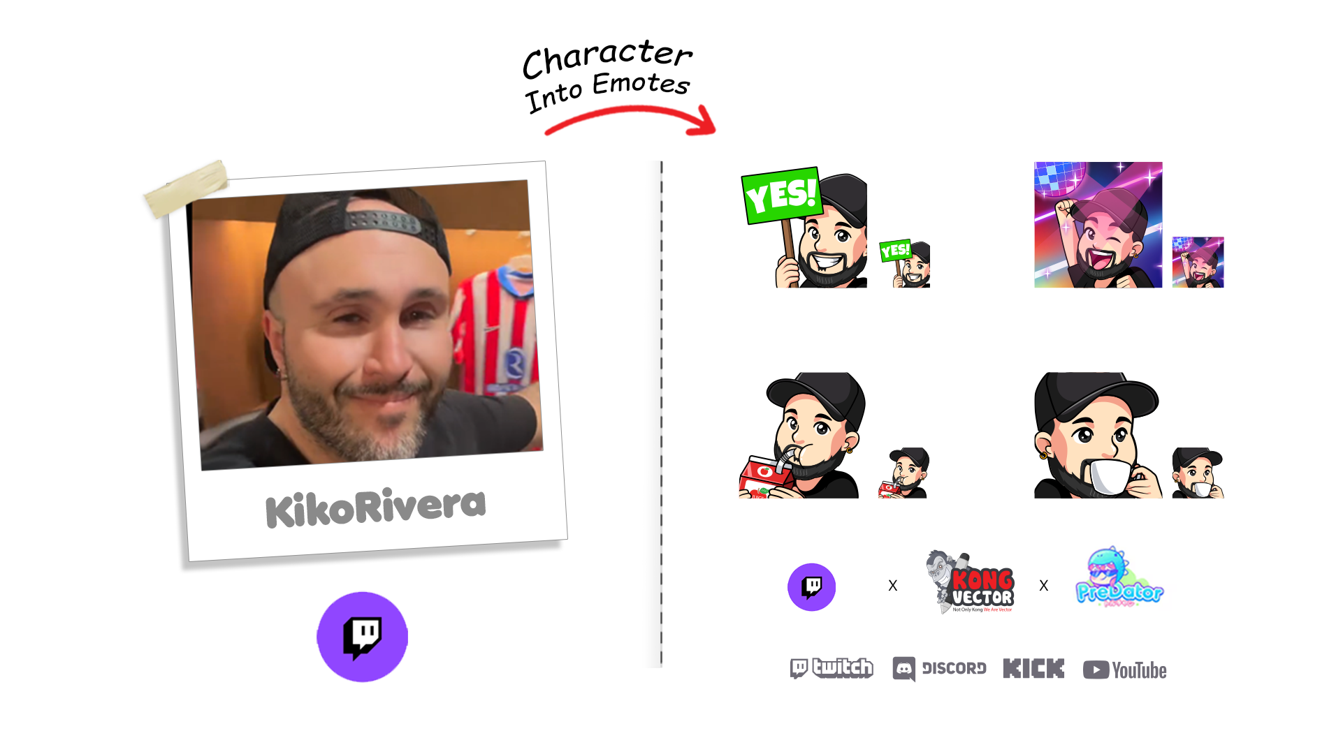 KikoRivera Twitch Streamer Vector Style Free Emotes