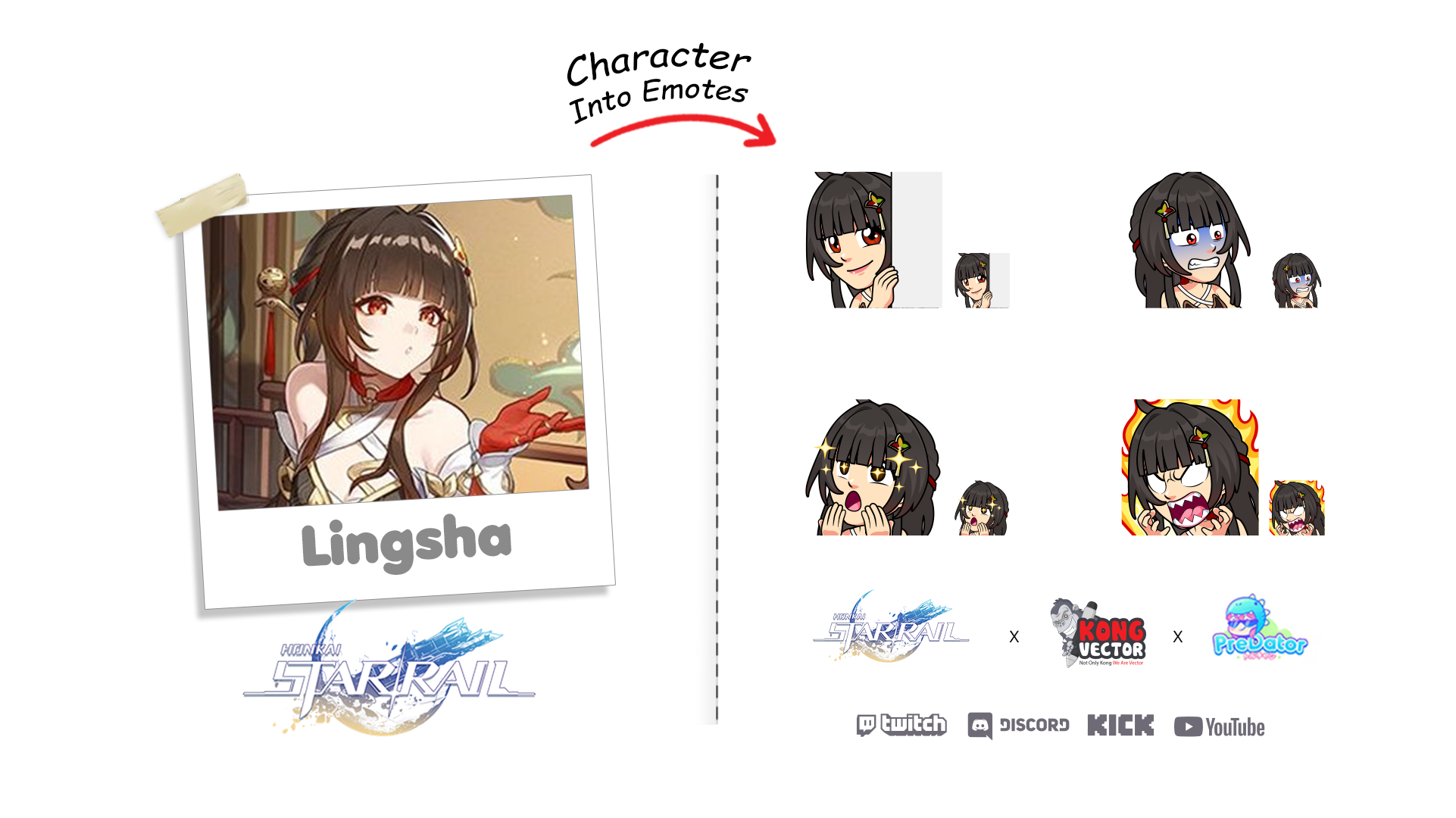 Lingsha Honkai Star Rail Vector Style Free Emotes Pack - Set 1