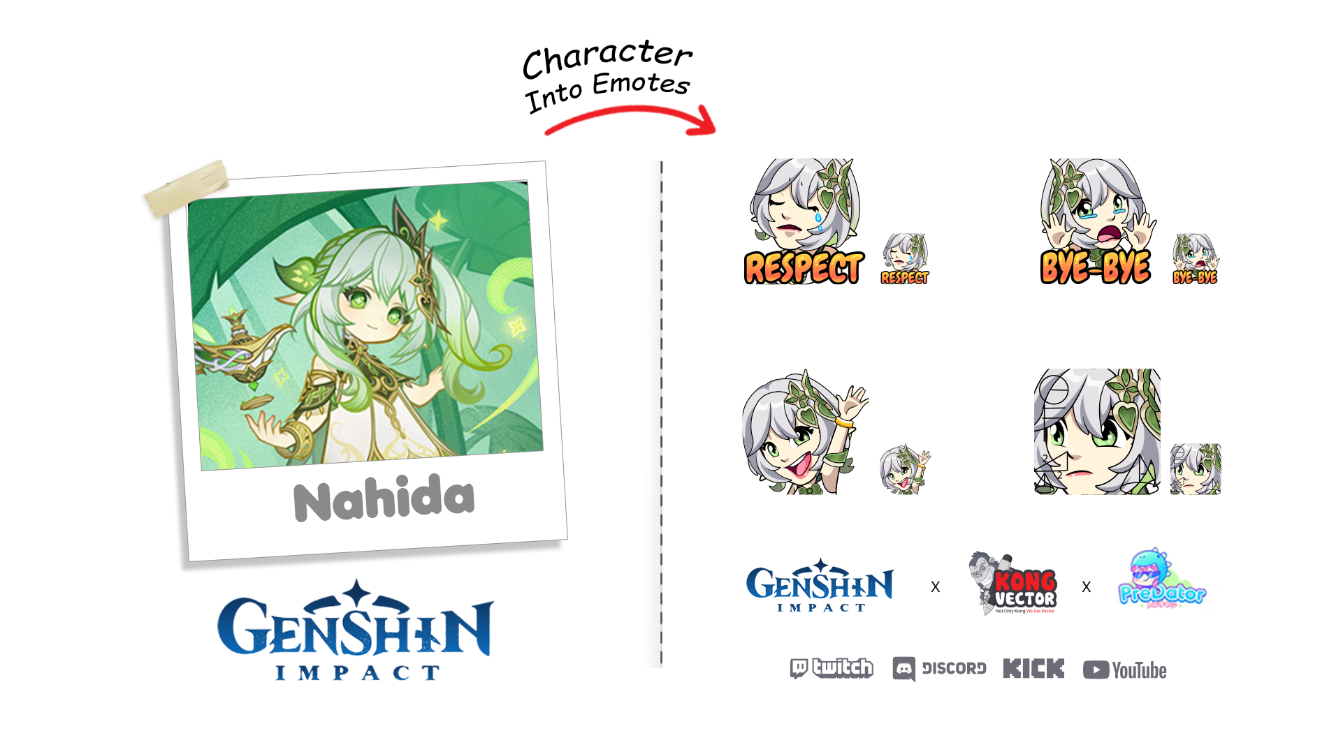Nahida Genshin Impac Vector Style Free Emotes Pack - Set 1