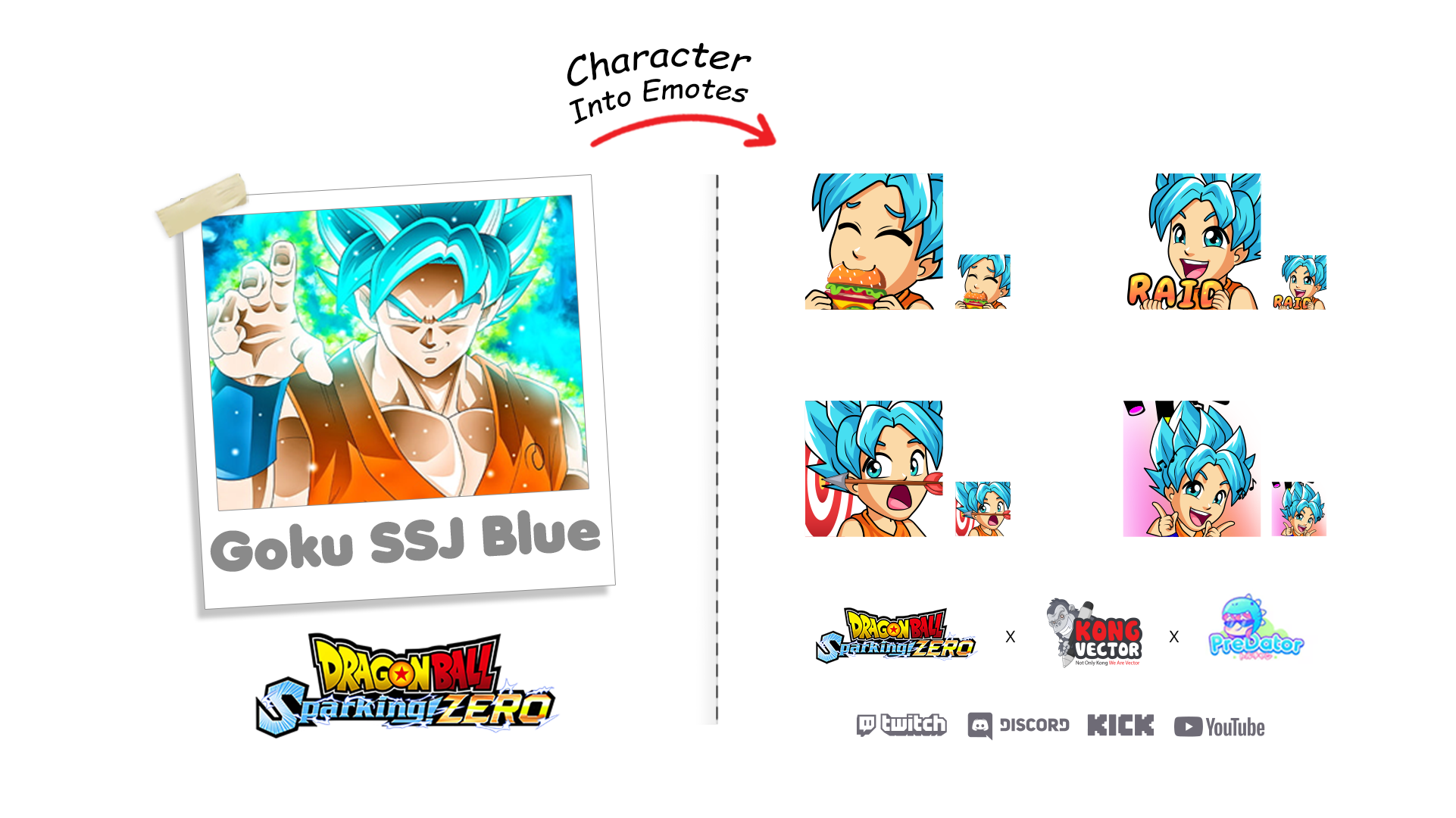 Goku SSJ Blue Dragon Ball Sparking Zero Vector Style Free Emotes Pack - Set 1