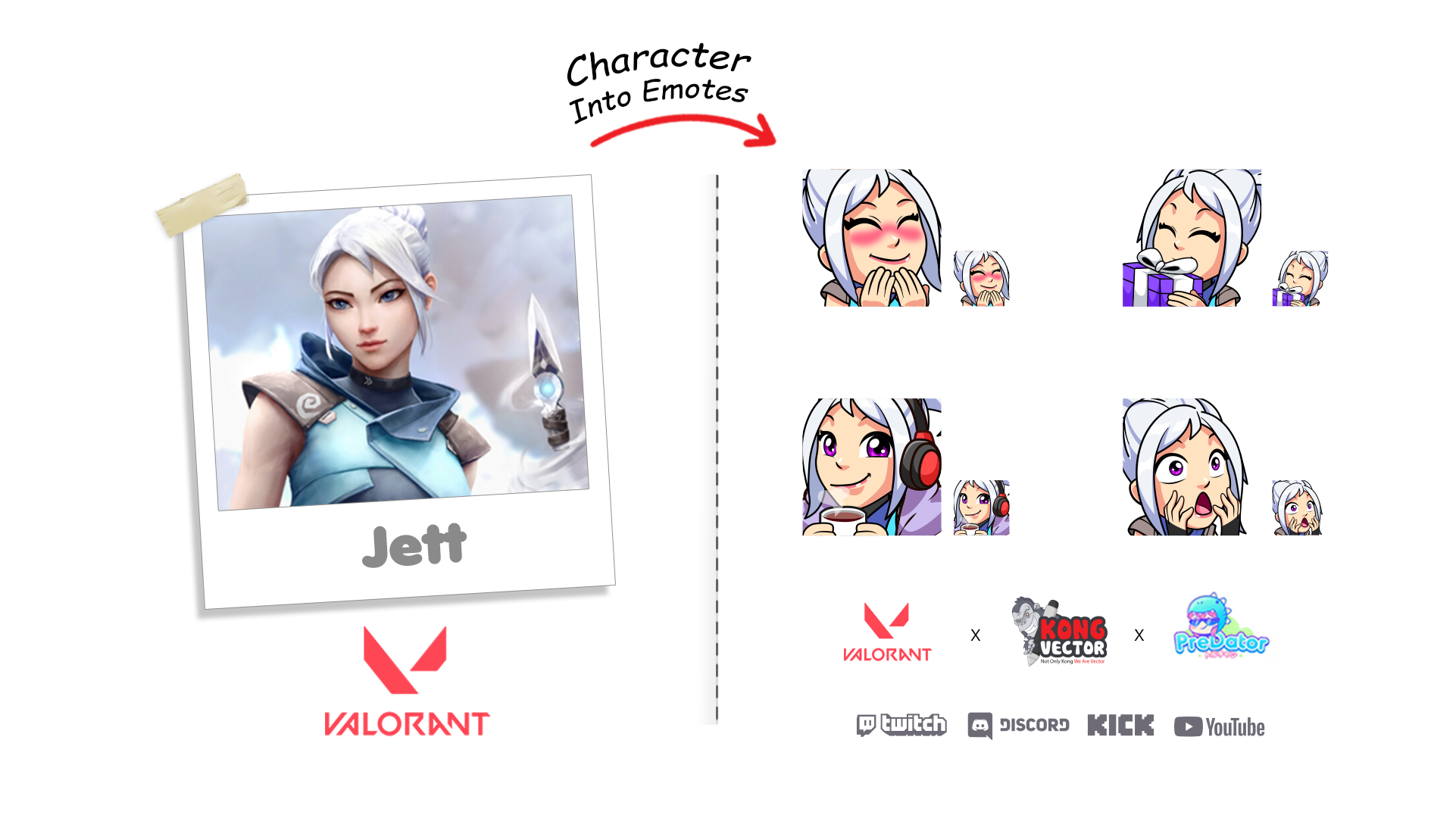 Jett Valorant Vector Style Free Emotes Pack - Set 2