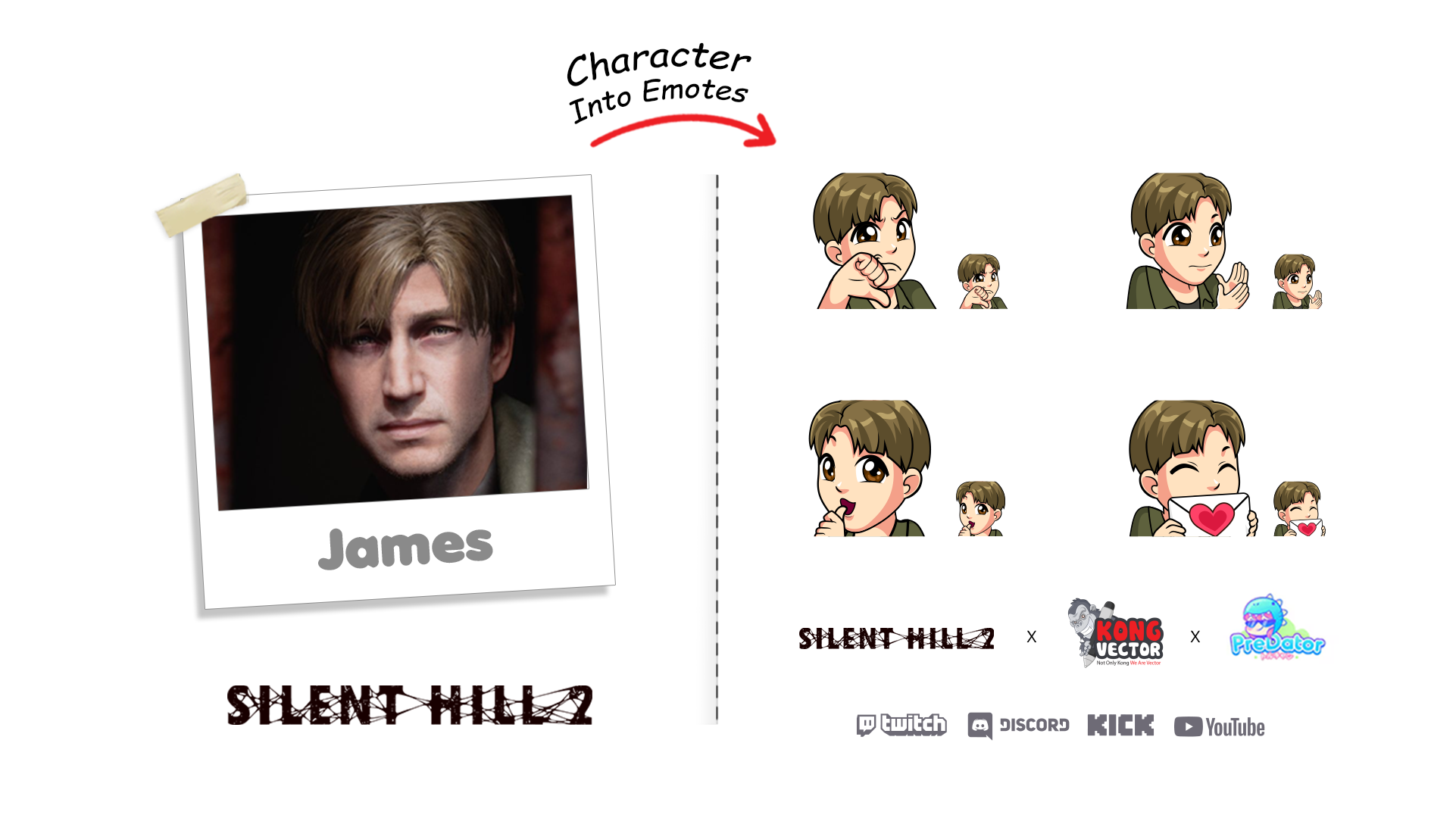 James Silent Hill 2 Remake Vector Style Free Emotes Pack - Set 3