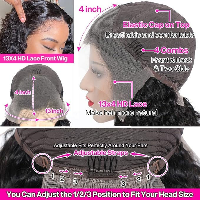 Miniature : DEEP WAVE HUMAN HAIR 13X4 Lace Frontal Wig