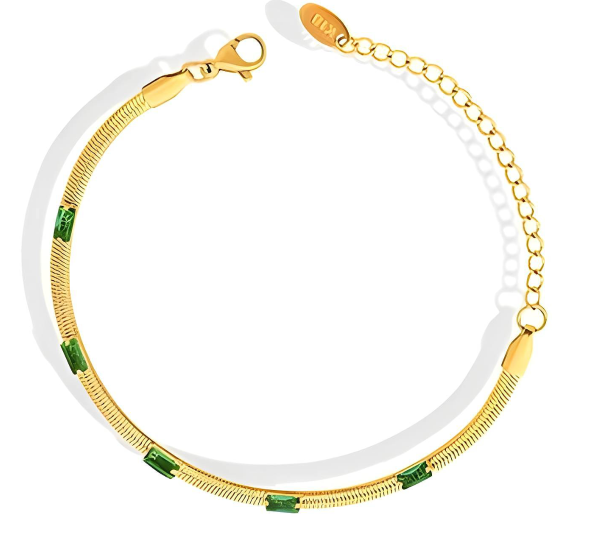 18K GREEN  GOLD PLATED STAINLESS STEEL BRACELET, INTENSITY