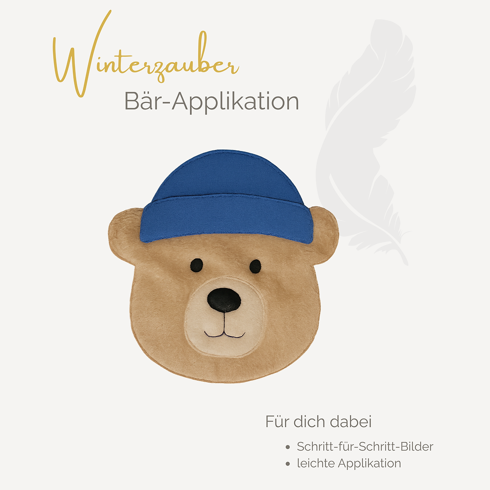 Cover der Federkinder Nähanleitung Winterzauber Bär-Applikation – weicher Fleecebär mit Mütze als leicht nähbares Wintermotiv
