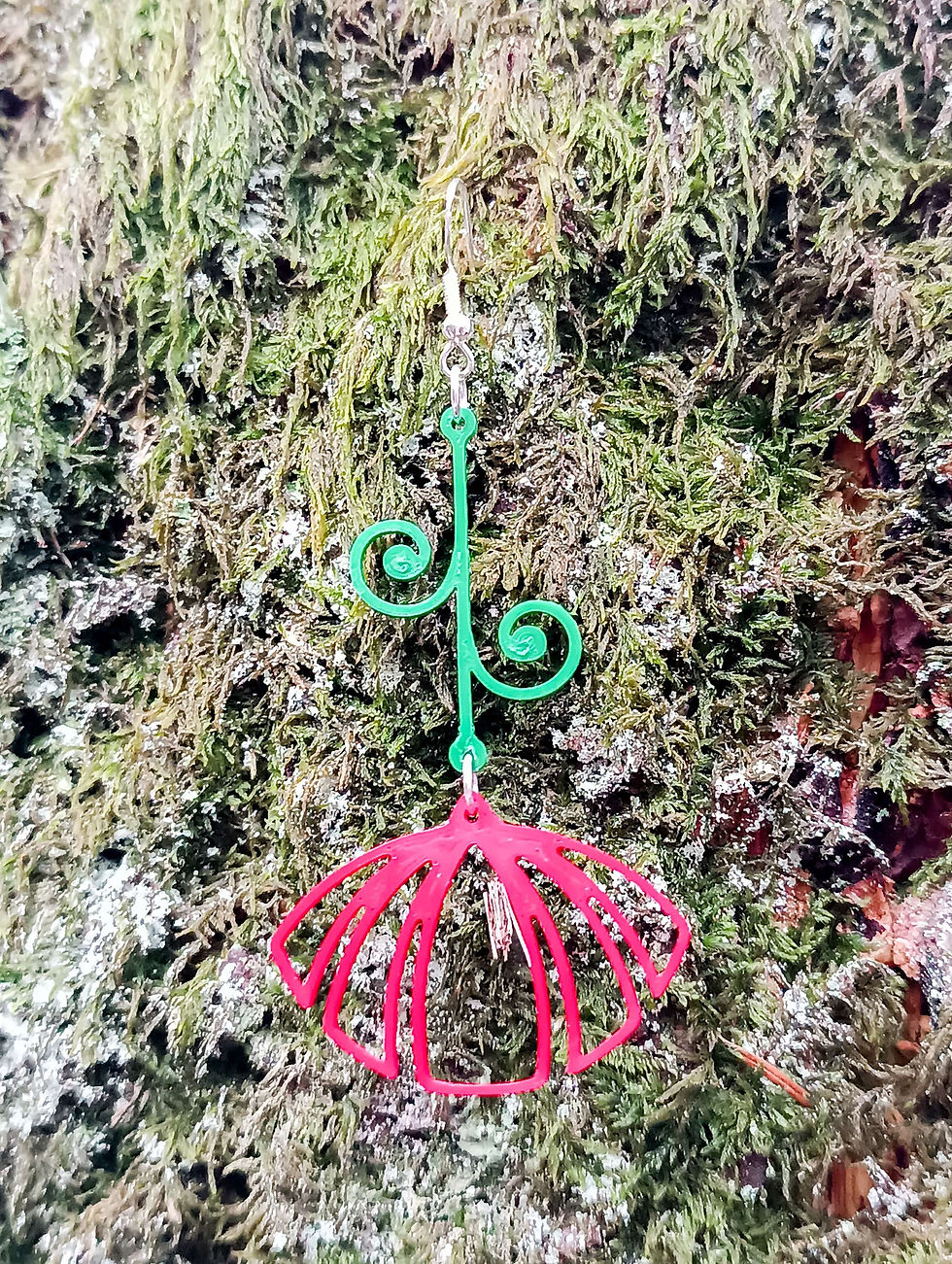 boucles d'oreilles, boucles d'oreilles naturelles, bijoux en pla, pla boucles d'oreilles fleurs