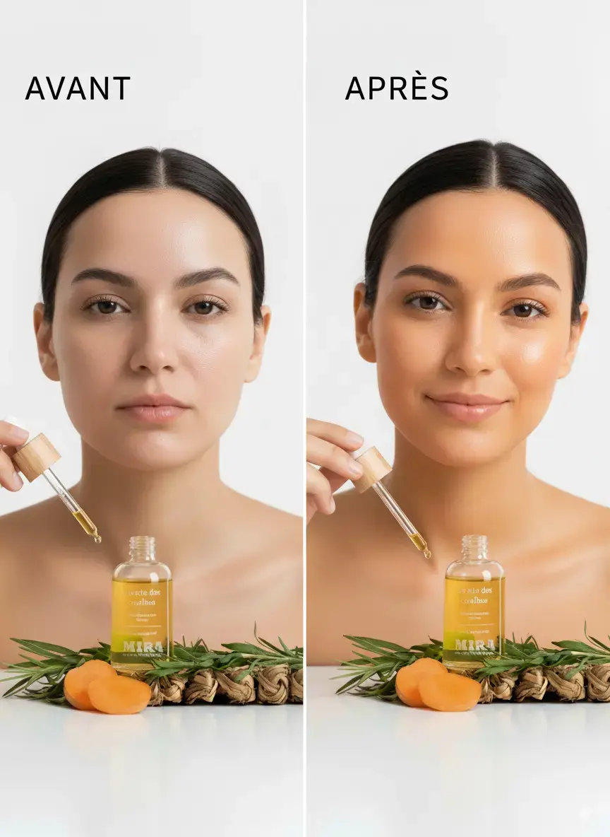 Miniature : Huile de carotte visage avant après, teint hâlé