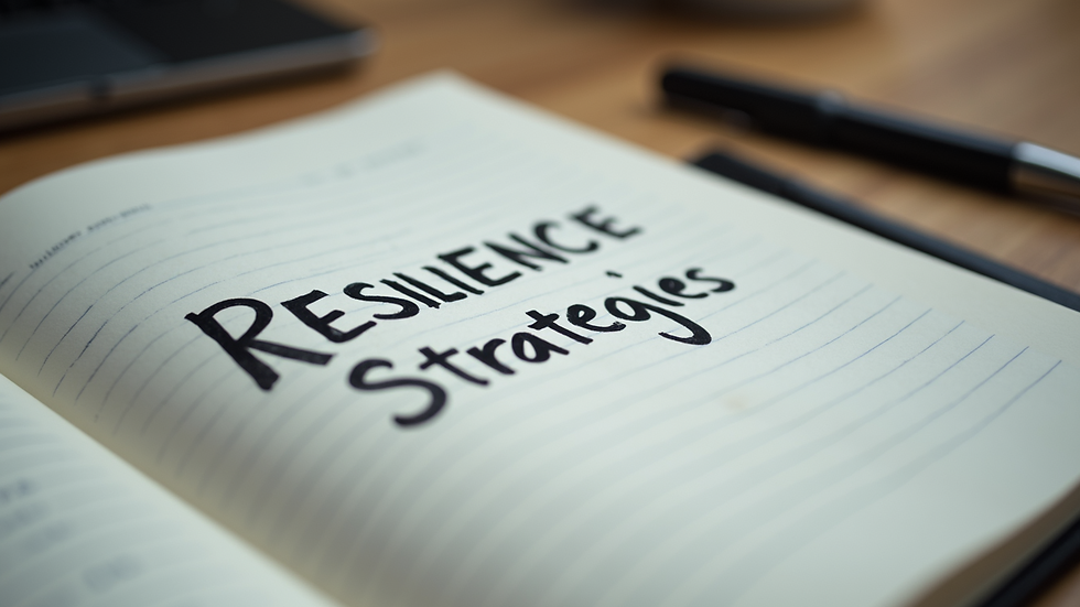 Close-up view of a notebook with handwritten notes on resilience strategies