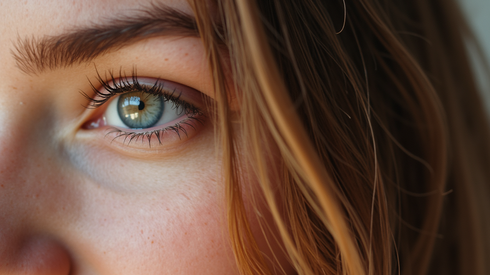 Eye-level view of hair with soft caramel highlights blending into brown base