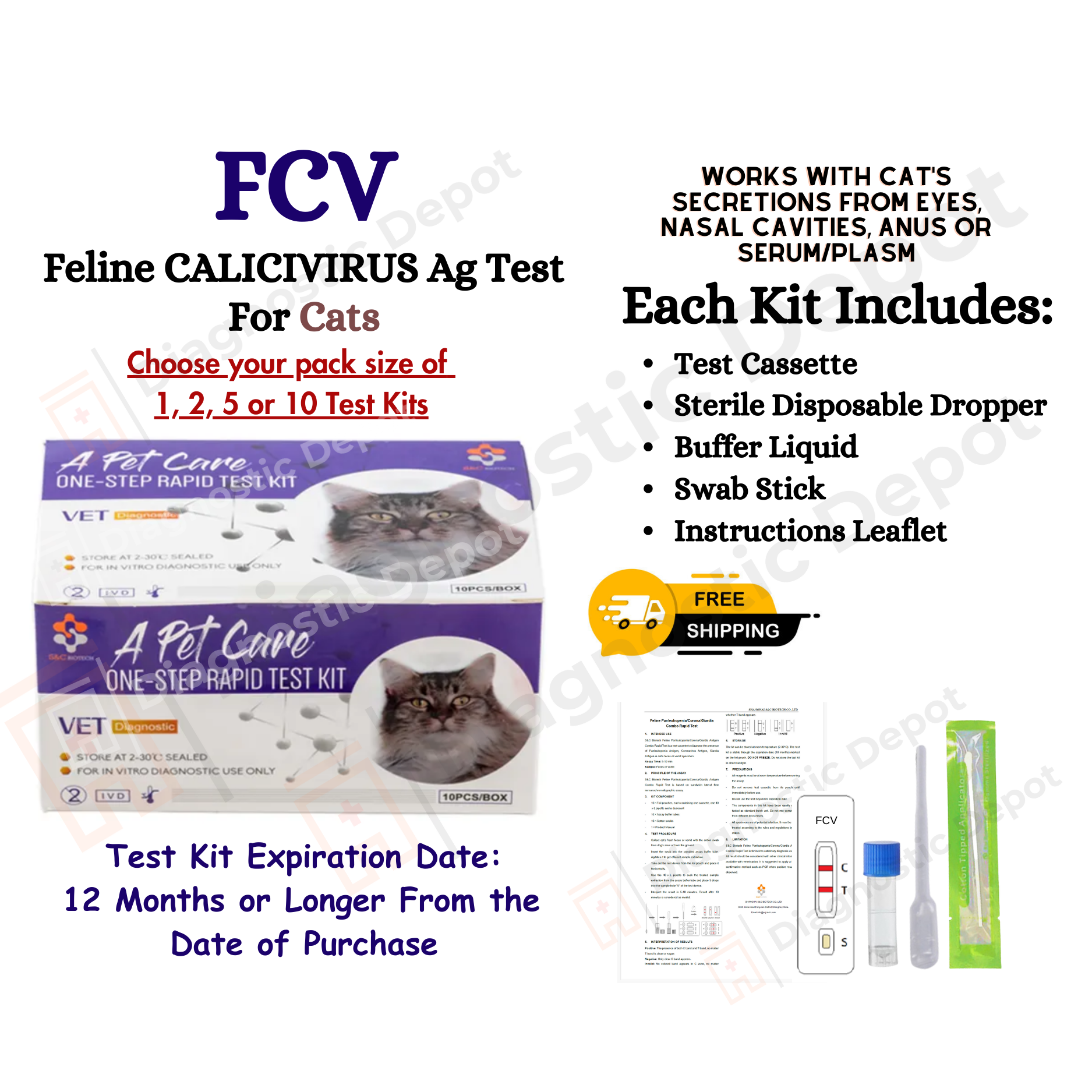 FCV-Feline CALICIVIRUS Ag Rapid Home Test Kit for Cats