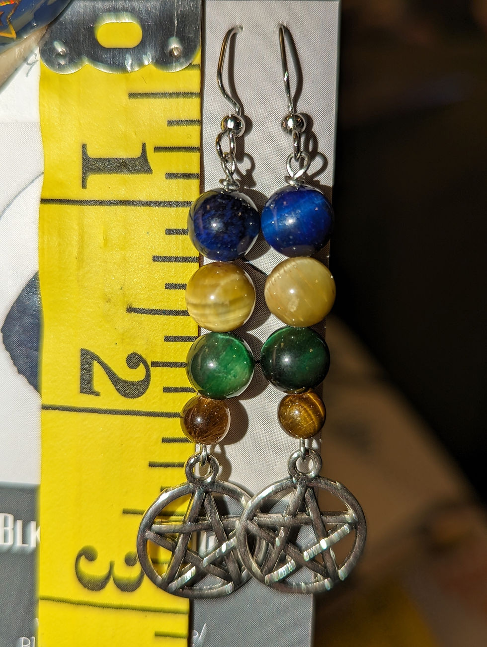 Thumbnail: Tiger's Eye Pentacle Earrings