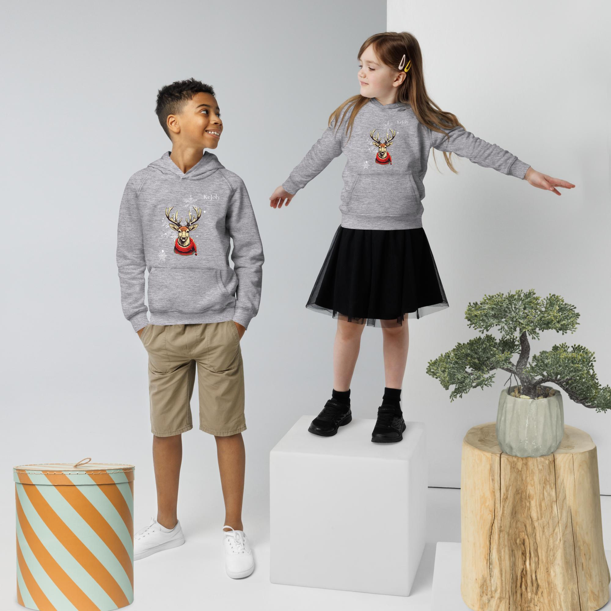 festive deer Kids eco hoodie