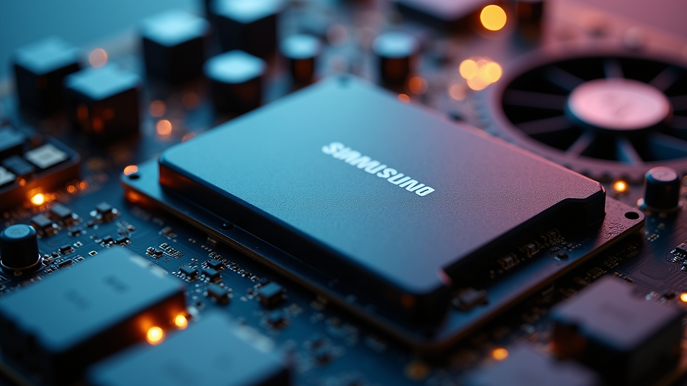 Close-up view of Samsung 990 PRO SSD with visible heat spreader