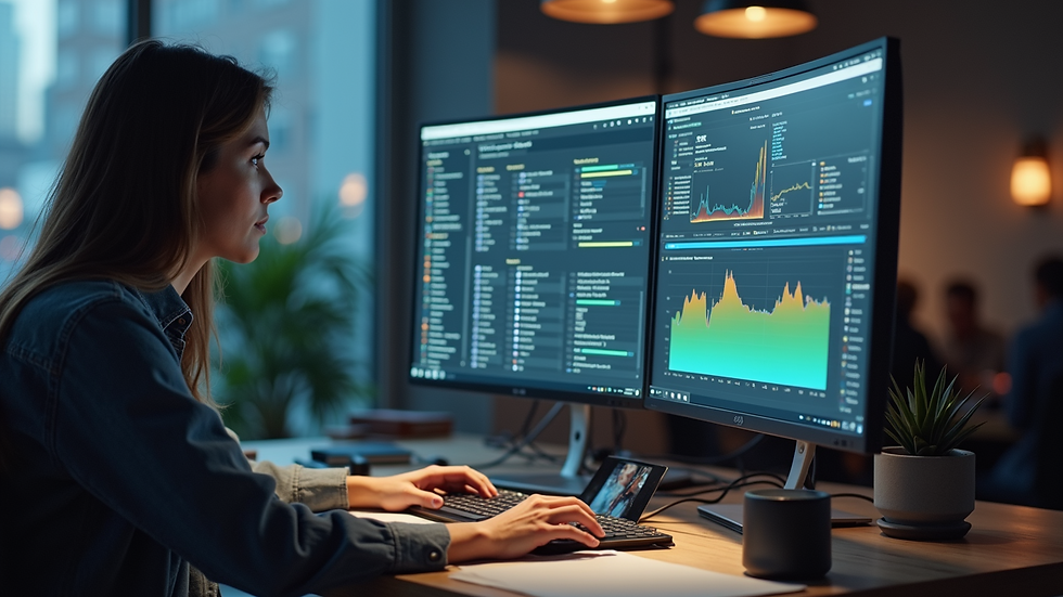 Eye-level view of a workspace with customizable software applications