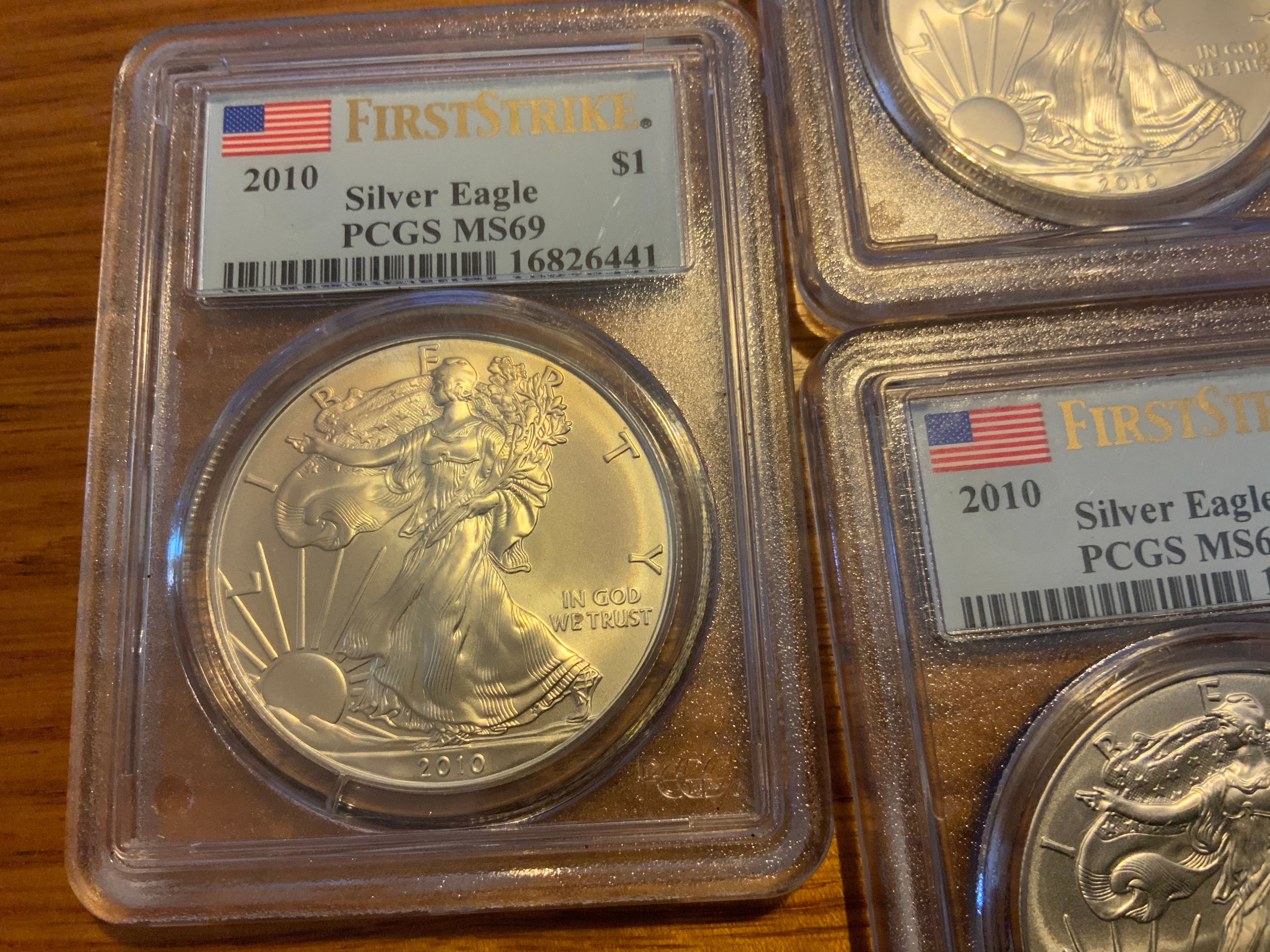 2010 Silver Eagle PCGS MS69 First Strike 1oz Coin Slabbed