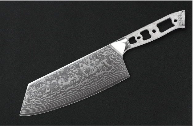 Thumbnail: 67 Layer RAINDROP San Mai Stainless Damascus 8" Cleaver Knife Blank