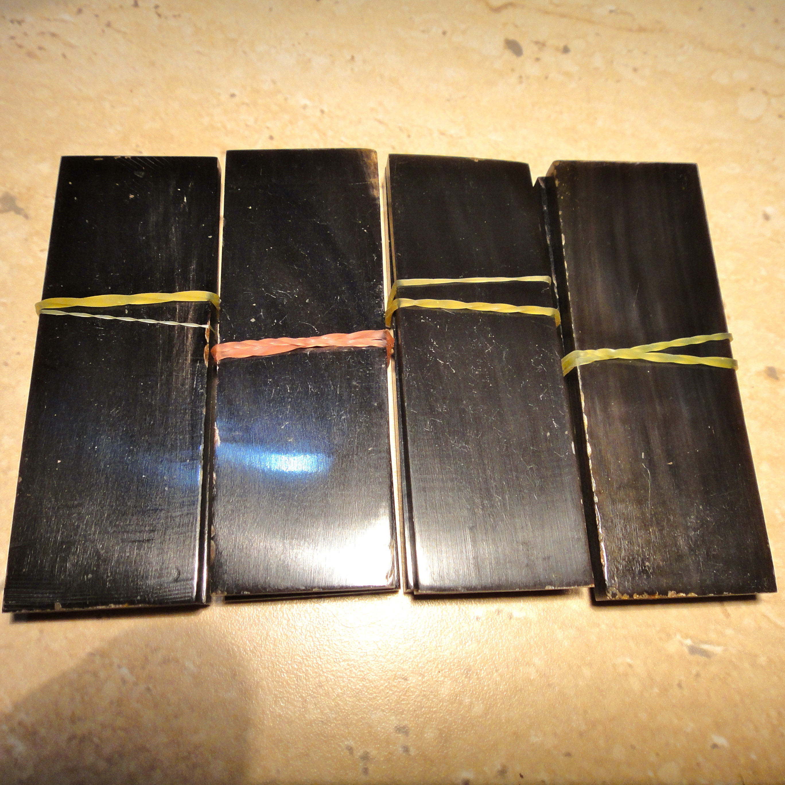 Knife Scales - 115x32x7mm Black Indian Water Buffalo.