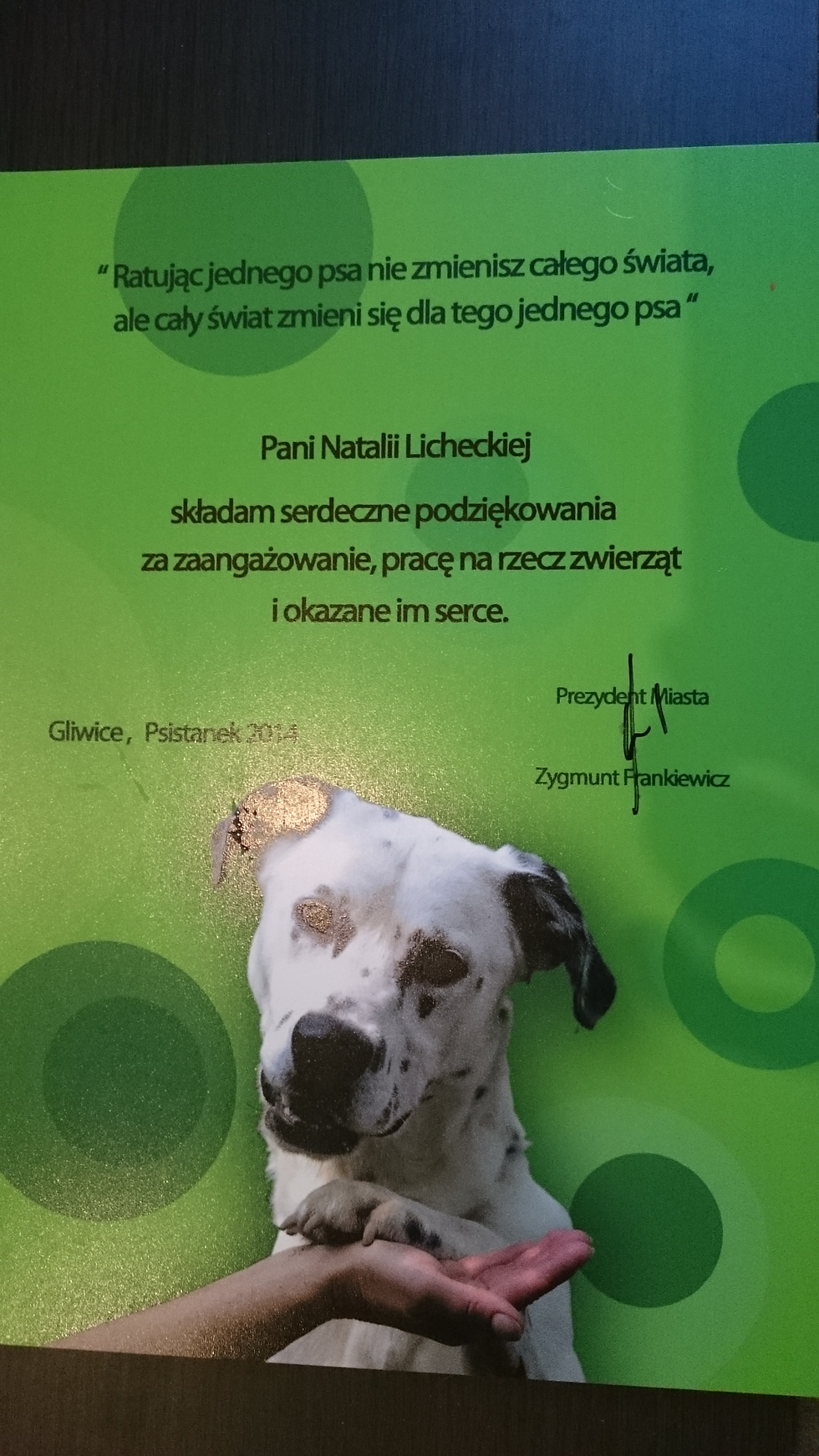 Podziękowania od Prezydenta Miasta