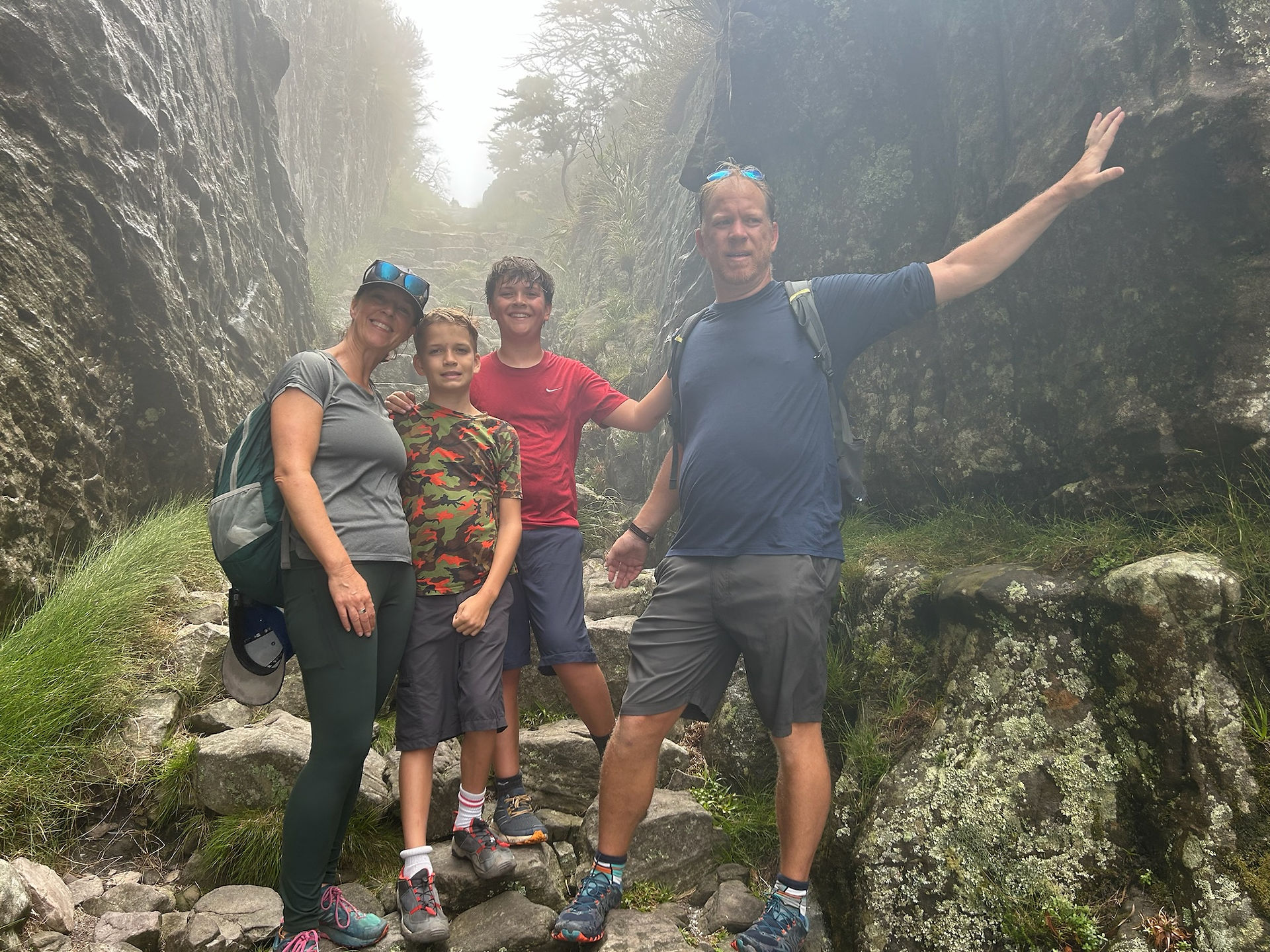 The last few steps before we hit the misty summit