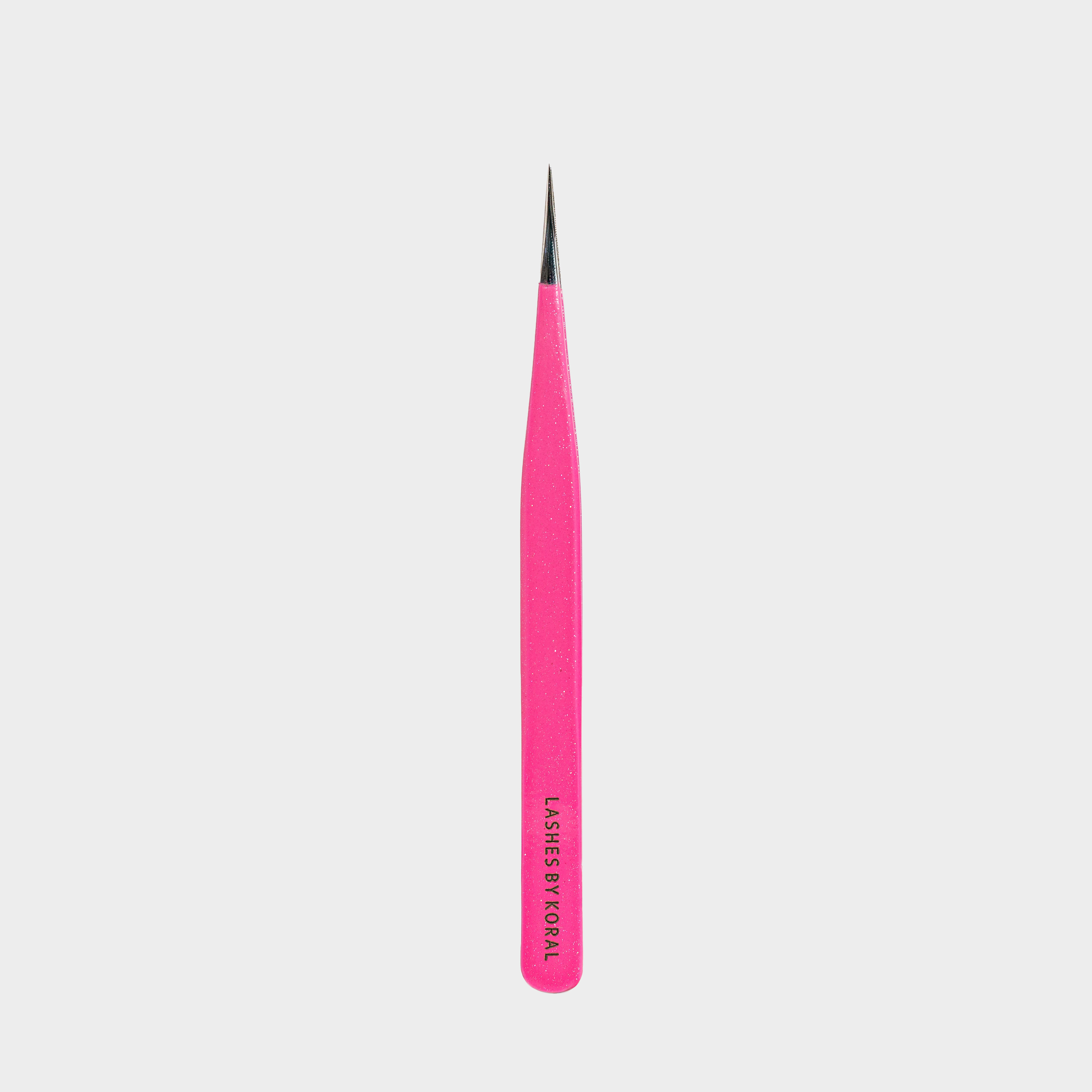 Straight pink lash tweezers