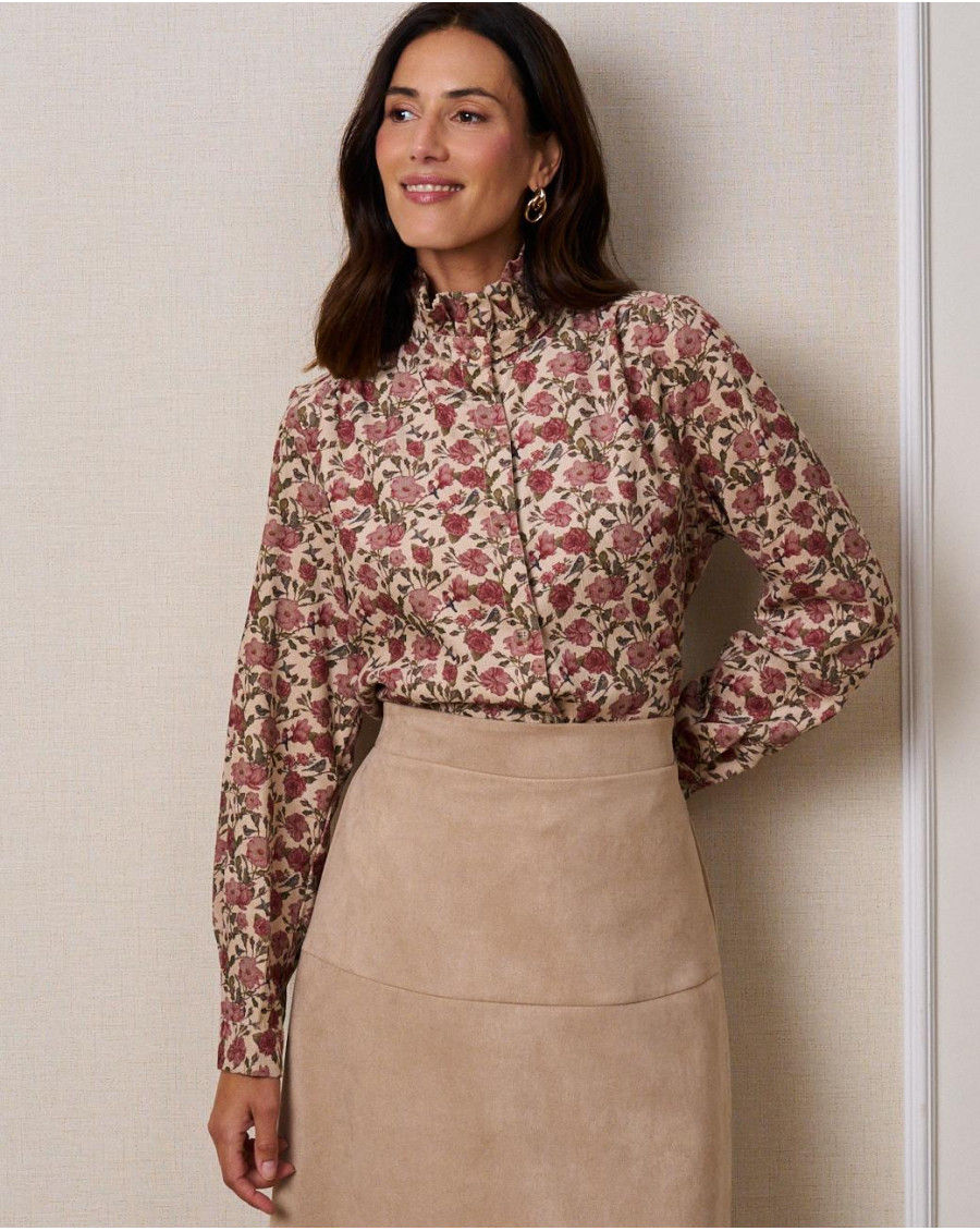 Camisa Pana Flores Martí Beige Polín Et Moi