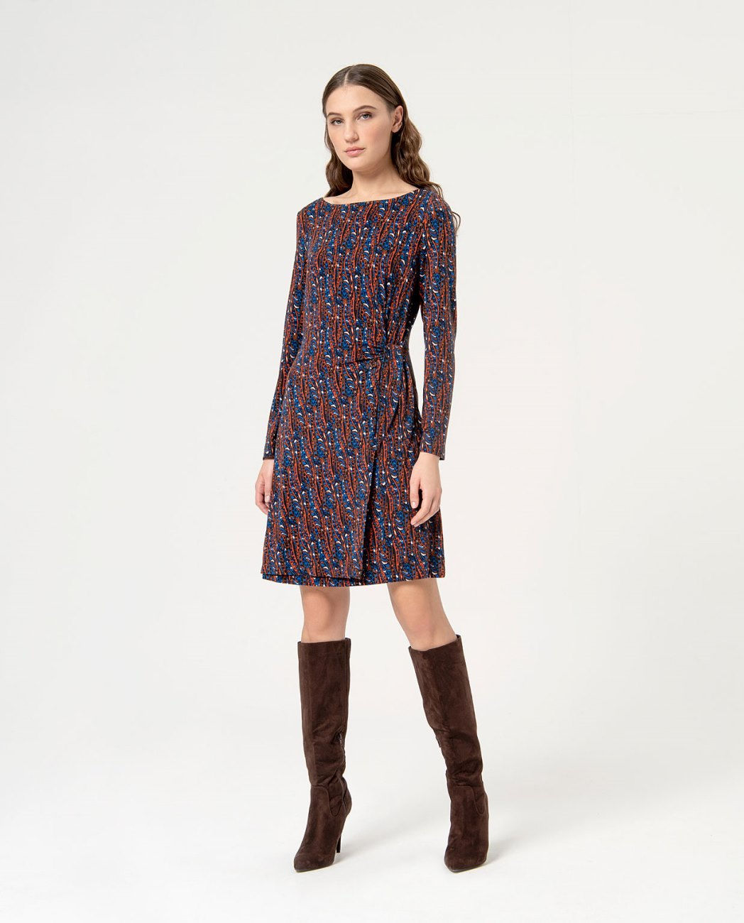 Vestido Corto Elástico Estampado Azul Surkana