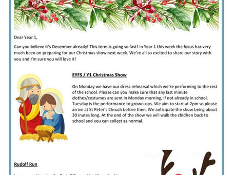 Year 1 Weekly Letter 02/12/2022