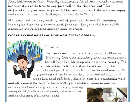 Year 1 Weekly Letter 16/06/2023