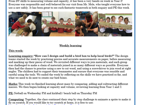 Year 3 Weekly Letter 09/07/2021