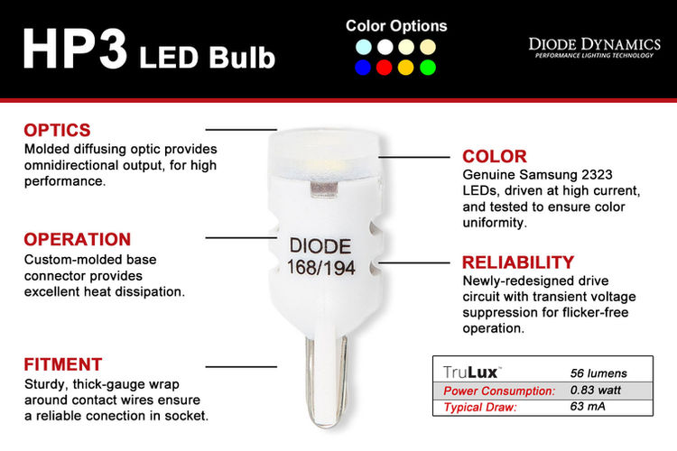 Thumbnail: 194 LED Bulb HP3 LED Blue Pair Diode Dynamics