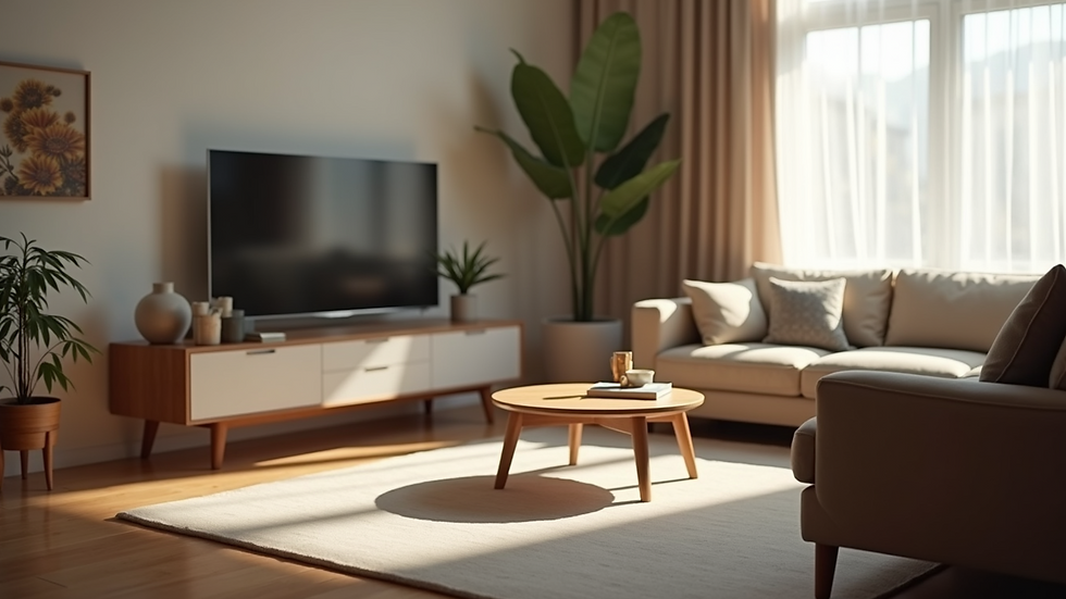 Close-up view of a stylish multi-functional furniture piece in a small living area